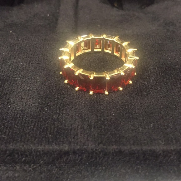 Red Eternity Ring Sterling Silver Gold Plated - Picture 2 of 4
